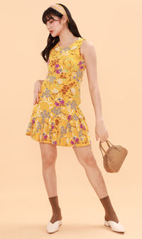 ADA Pleated-Hem Mini Dress (Yellow)