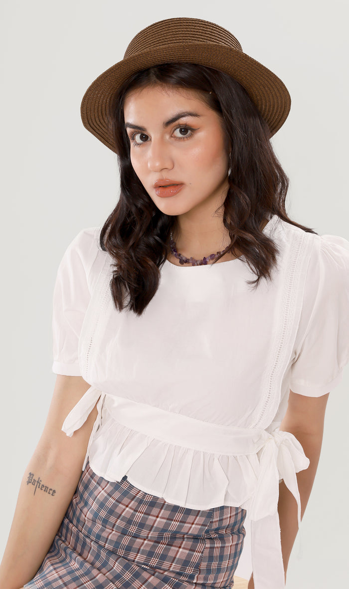 CALISTA Ruffled Prairie Top (White)