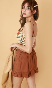 AMANDINE Scarf-Print Cami (Cream)