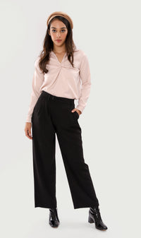 SUTTON High-Waist Flowy Pants (Black)