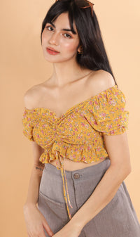 LIV Drawstring Crop Top (Yellow)
