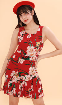 ADA Pleated-Hem Mini Dress (Red)