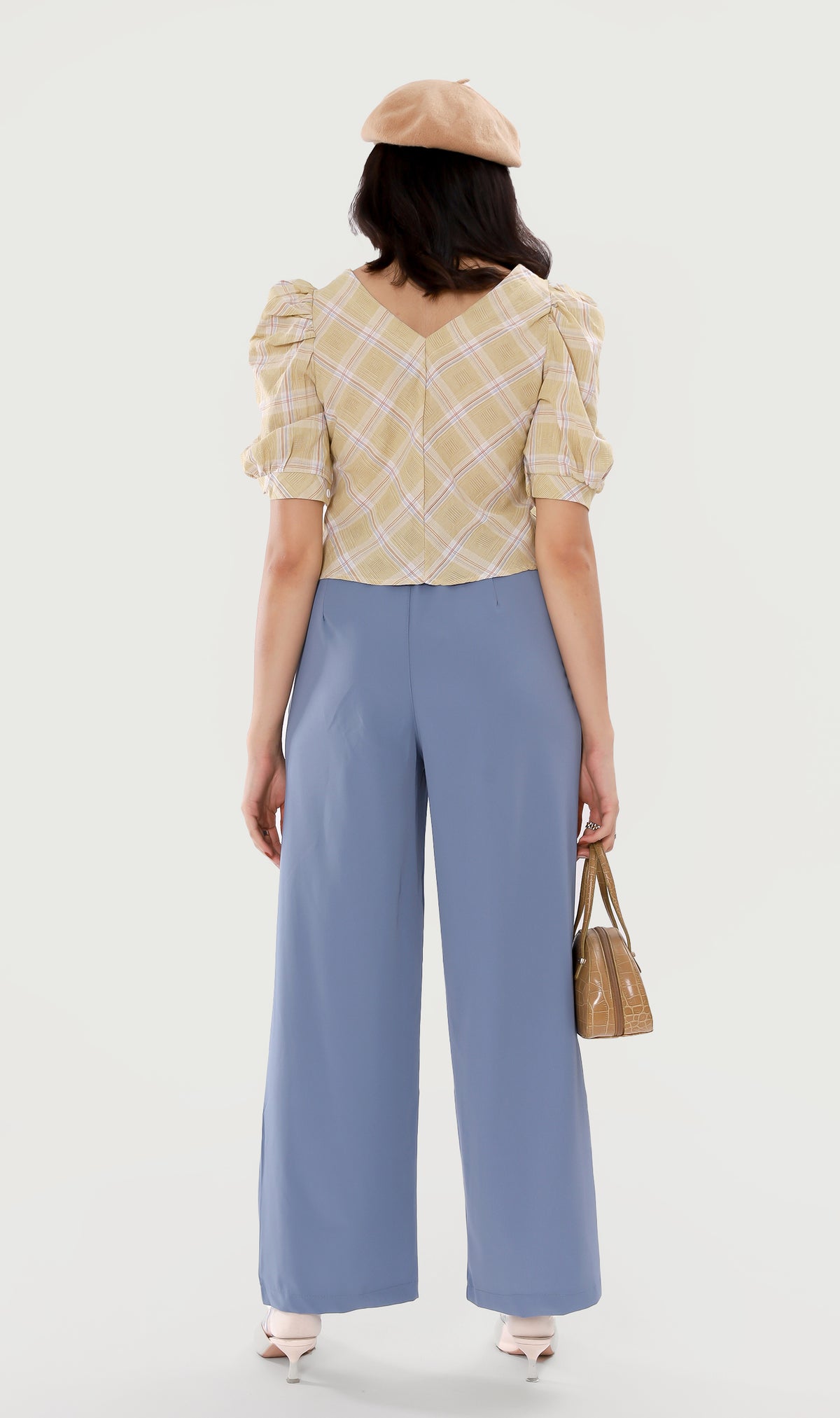 SUTTON High-Waist Flowy Pants (Blue)