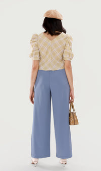 SUTTON High-Waist Flowy Pants (Blue)