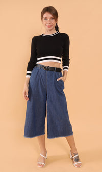 CAMILA Cropped Knit Sweater (Black)