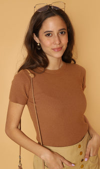 DARYL Crew-Neck Knit Top (Mocha)