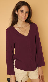 KALEI Long-Sleeve Tunic Top (Sangria)