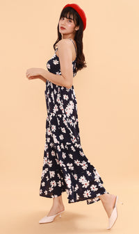 DAHLIA Floral Flowy Dress (Midnight)