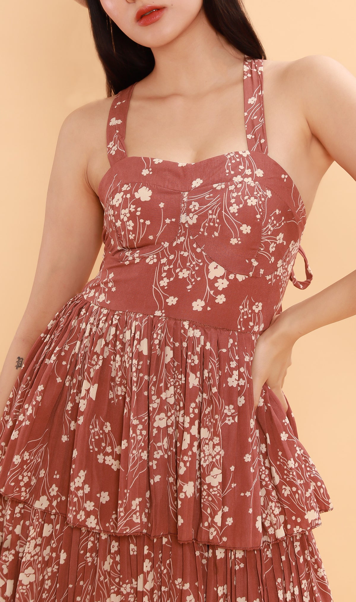 VIVIAN Tiered Dress (Old Rose)