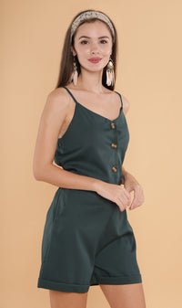 RHETT Spaghetti-Strap Romper (Emerald)