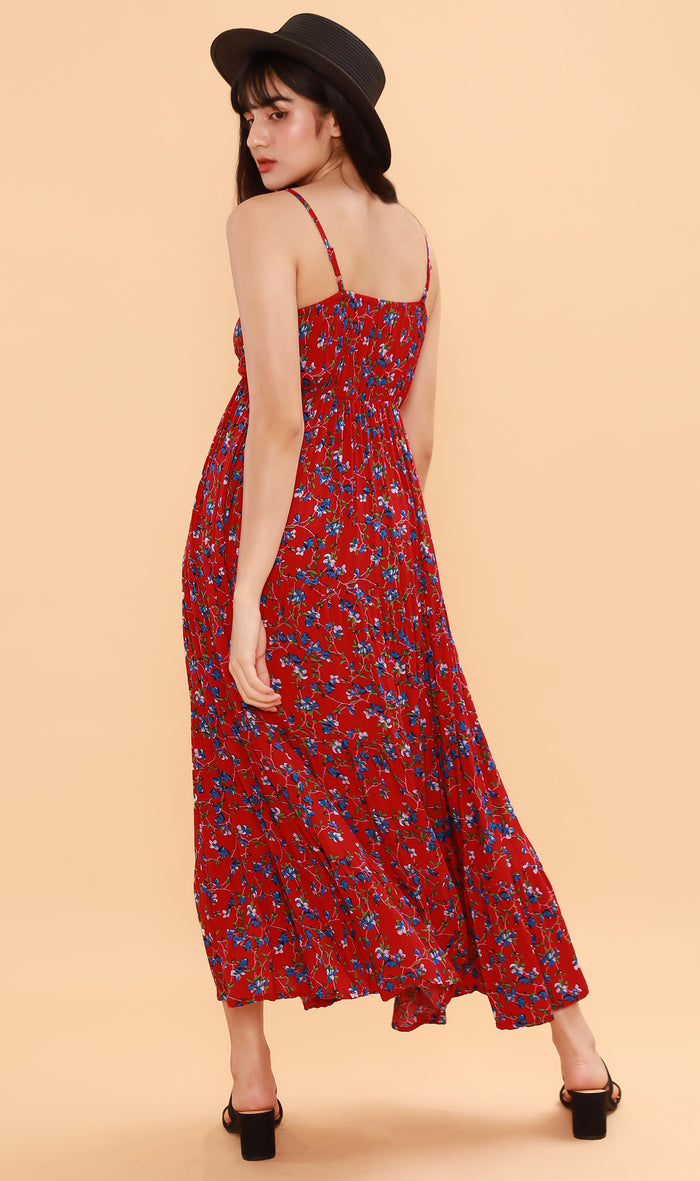 DAHLIA Floral Flowy Dress (Red)