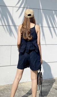 ADRIEL Halter-Neck Linen Co-ord (Navy)