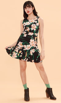 ADA Pleated-Hem Mini Dress (Black)