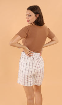 LAUREN Button-Down Knit Top (Mocha)
