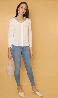KALEI Long-Sleeve Tunic Top (White)