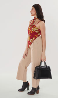 ZAYLEE Tie-Back Floral Cami w/ Scarf (Red)
