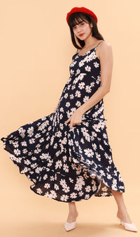 DAHLIA Floral Flowy Dress (Midnight)