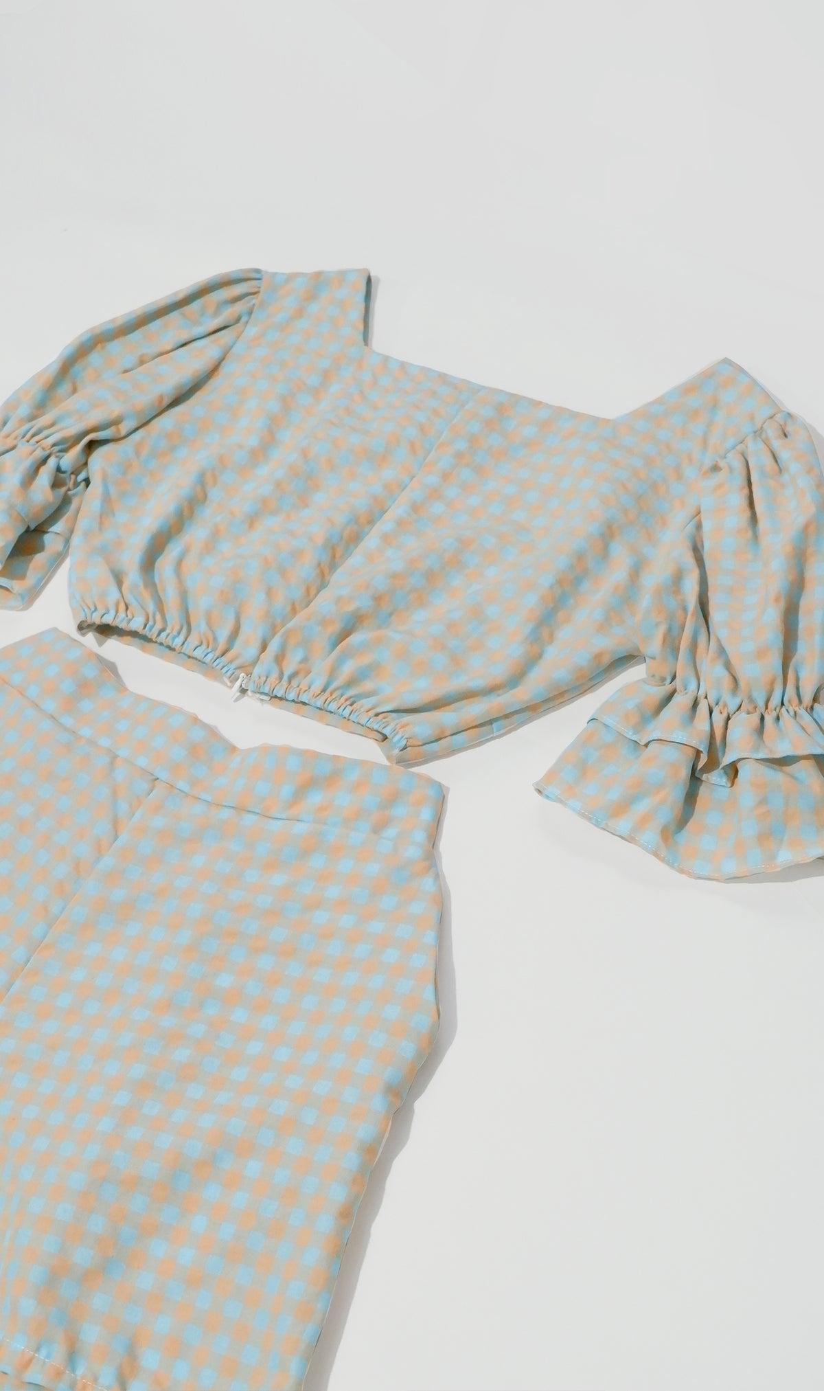 ZENNI Cropped Plaid Co-ord (Pastel Green)