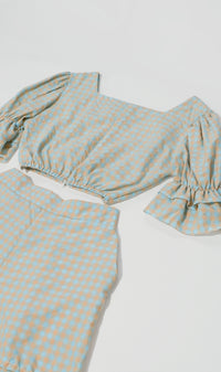 ZENNI Cropped Plaid Co-ord (Pastel Green)