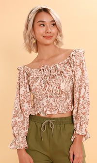 MARINA Long-Sleeve Frill Top (Cream)