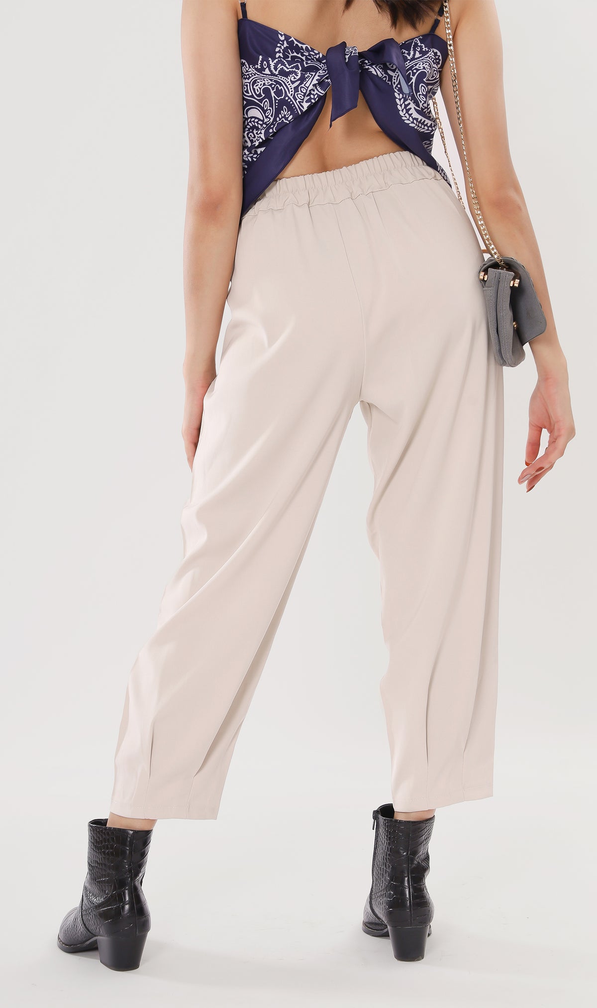 EZRA High-Waisted Pleated Tailored Trousers (Bone)