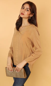 KALEI Long-Sleeve Tunic Top (Latte)