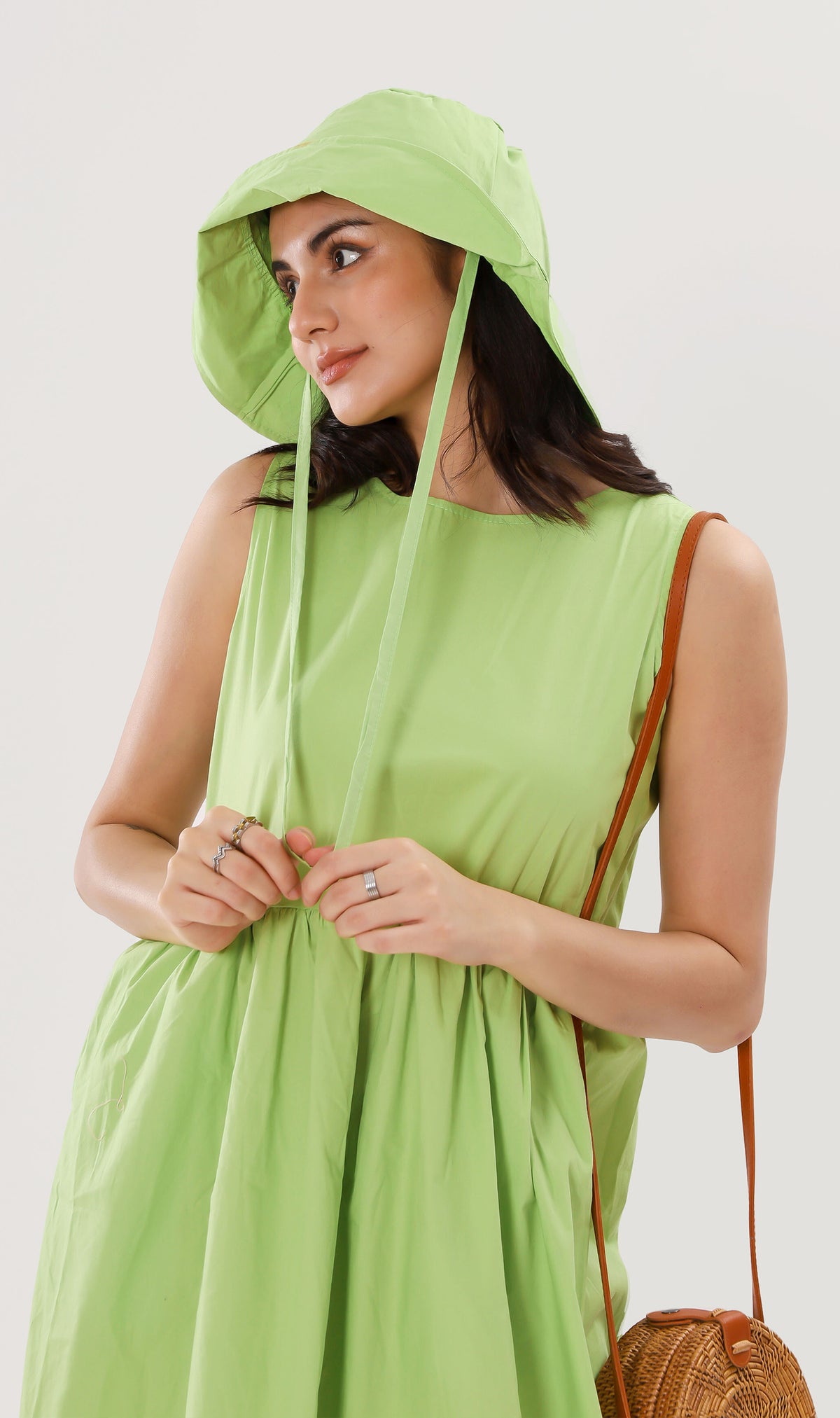 HARLEEN Sleeveless Maxi Dress w/ Hat (Lime)