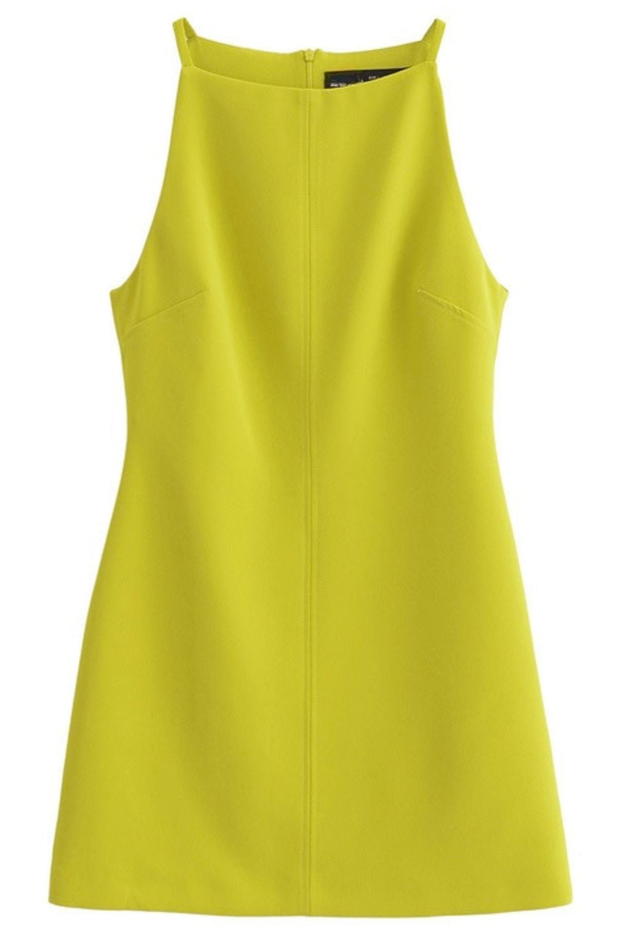 AMINA Square-Neck Mini Dress (Lime Yellow)