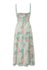 LONDYN Floral Bustier Midi Dress w/ Thigh Slit