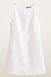 AMINA Square-Neck Mini Dress (Bone White)