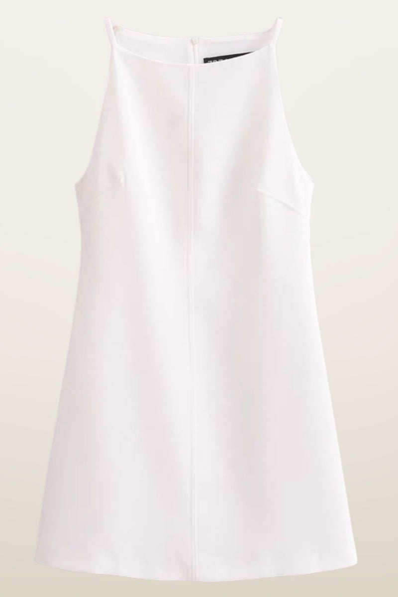 AMINA Square-Neck Mini Dress (Bone White)