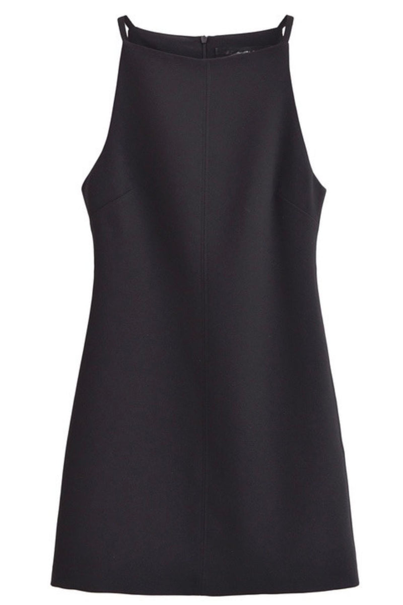 AMINA Square-Neck Mini Dress (Black)