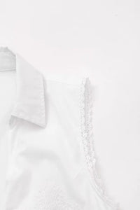 TALIA Embroidered Poplin Lace-Up Mini Dress (White)
