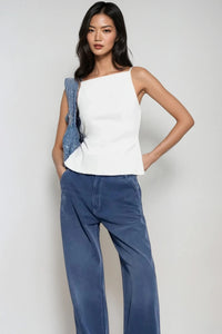 CLEO Backless Square-Neck Cami Top (White)