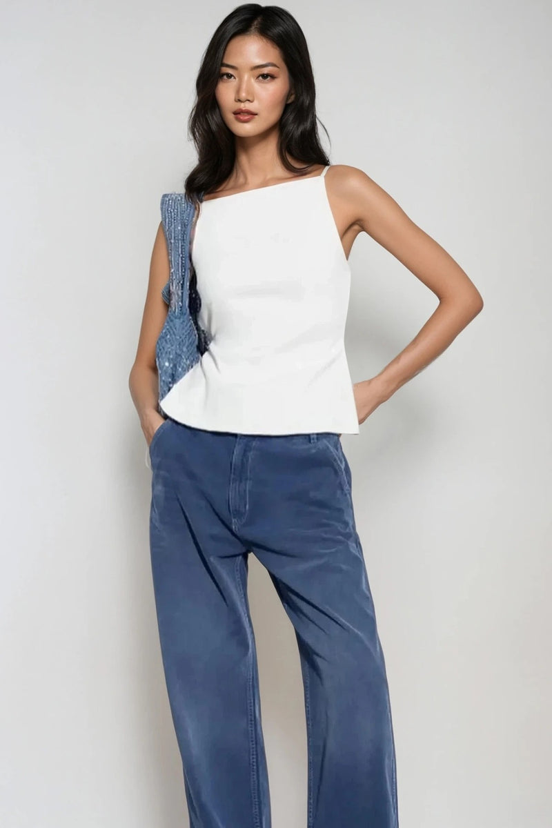 CLEO Backless Square-Neck Cami Top (White)