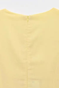 SOLENE Linen Button-Front Midi Dress (Butter Yellow)