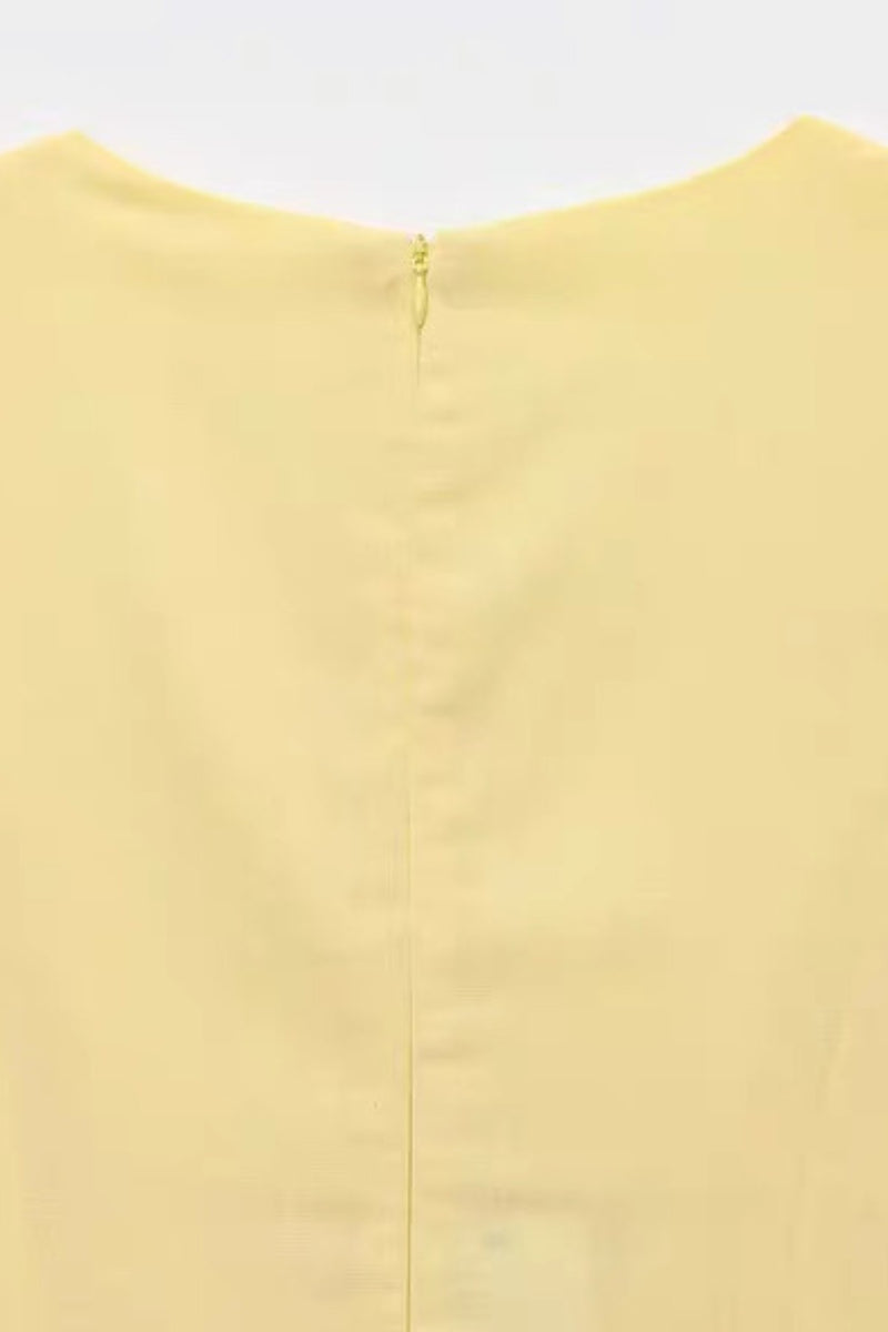 SOLENE Linen Button-Front Midi Dress (Butter Yellow)