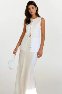 RAYA Linen Buttoned Vest Top (White)