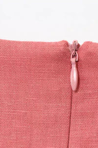 SOLENE Linen Button-Front Midi Dress (Coral Pink)