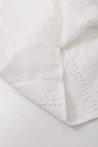 THEA Embroidered V-Neck Eyelet Blouse (White)