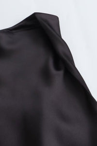 EVELYN Satin Cowl-Neck Maxi Dress (Black)