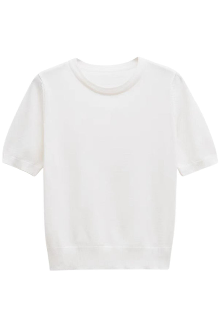 MAYA Crew Knit Tee (White)