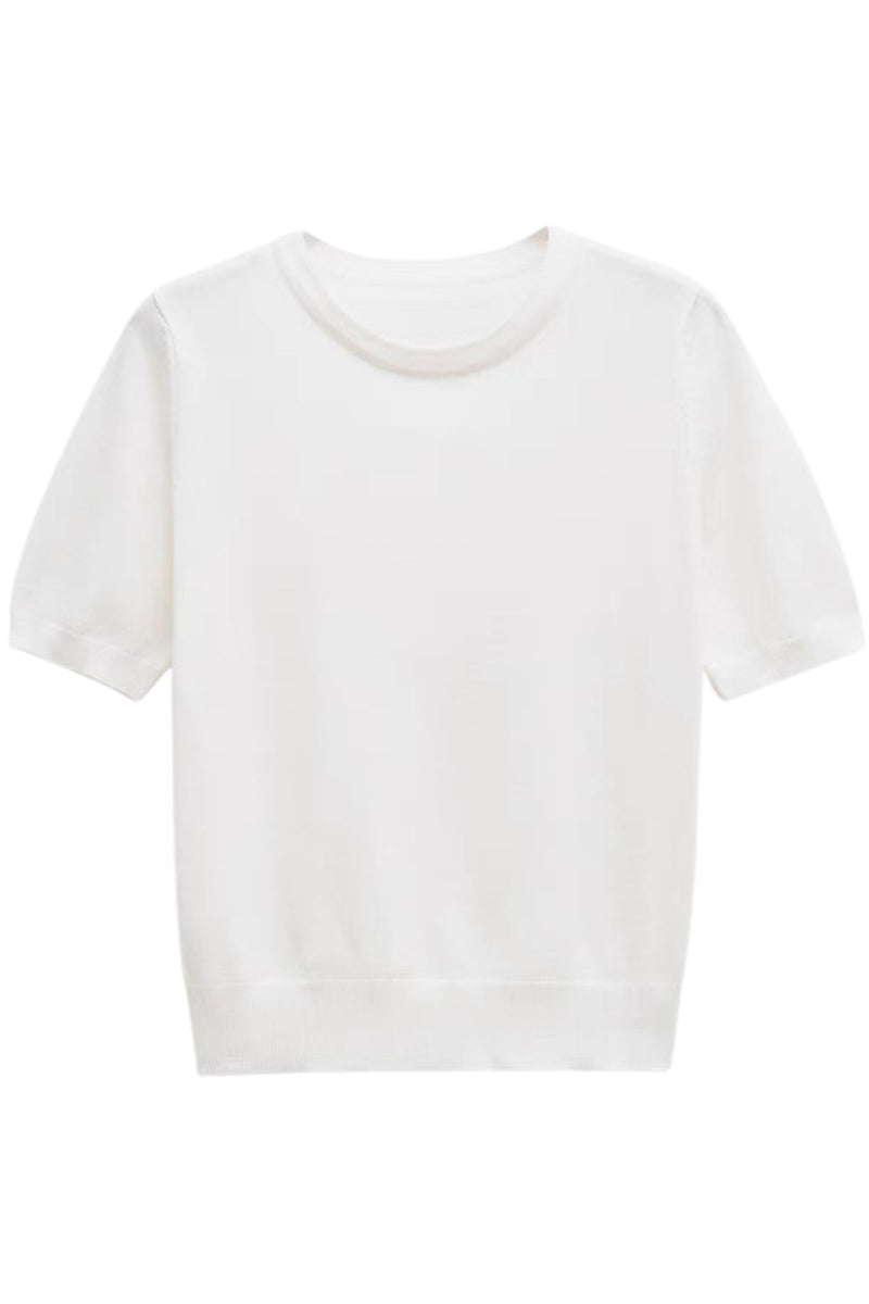 MAYA Crew Knit Tee (White)