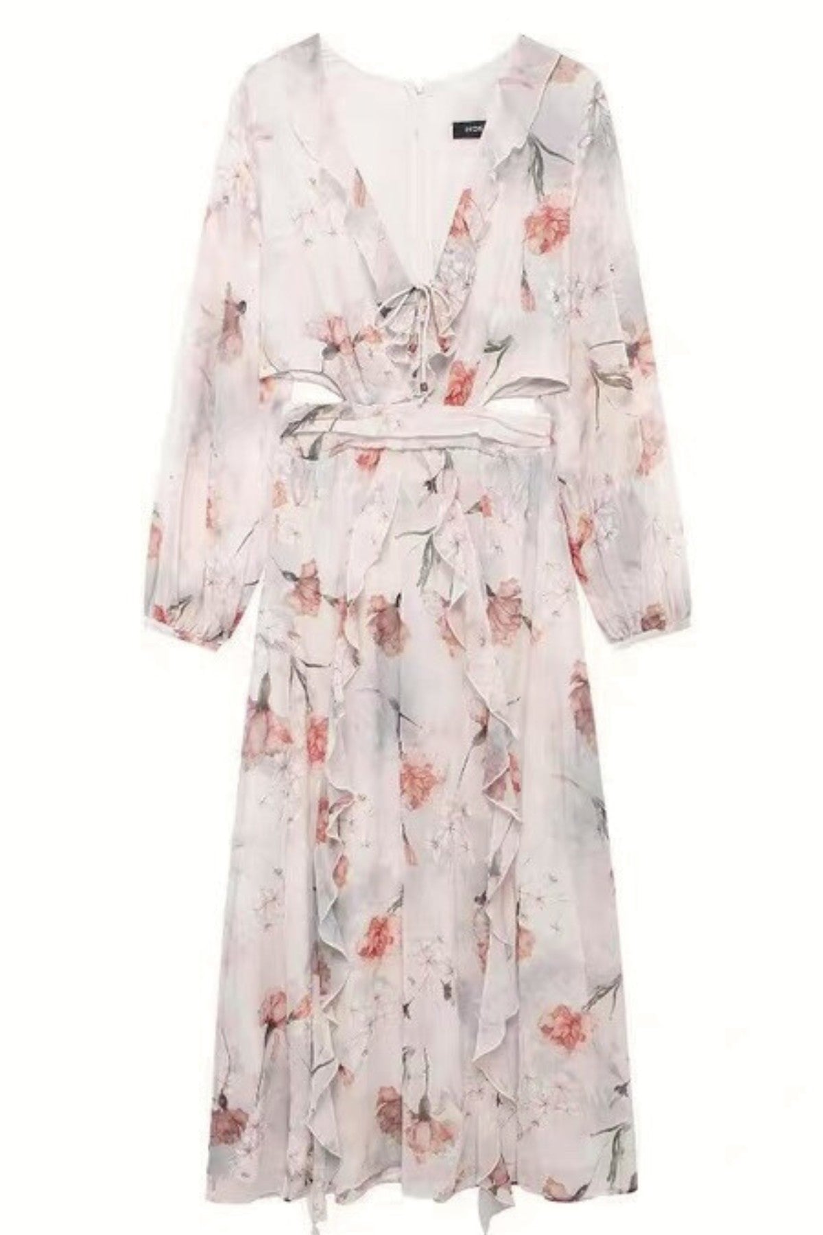 LYANA Floral Cutout Chiffon Maxi Dress