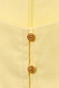 SOLENE Linen Button-Front Midi Dress (Butter Yellow)