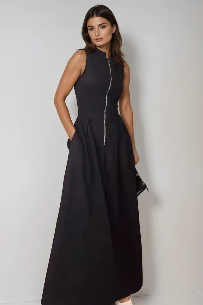 CARA Utility Zip Maxi Dress (Black)