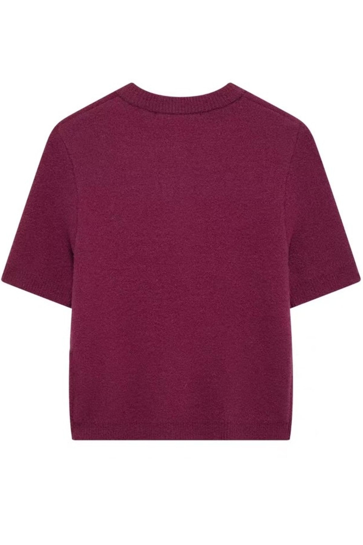 COLETTE Bow-Button Knit Cardigan Top (Burgundy Red)