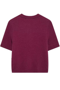 COLETTE Bow-Button Knit Cardigan Top (Burgundy Red)