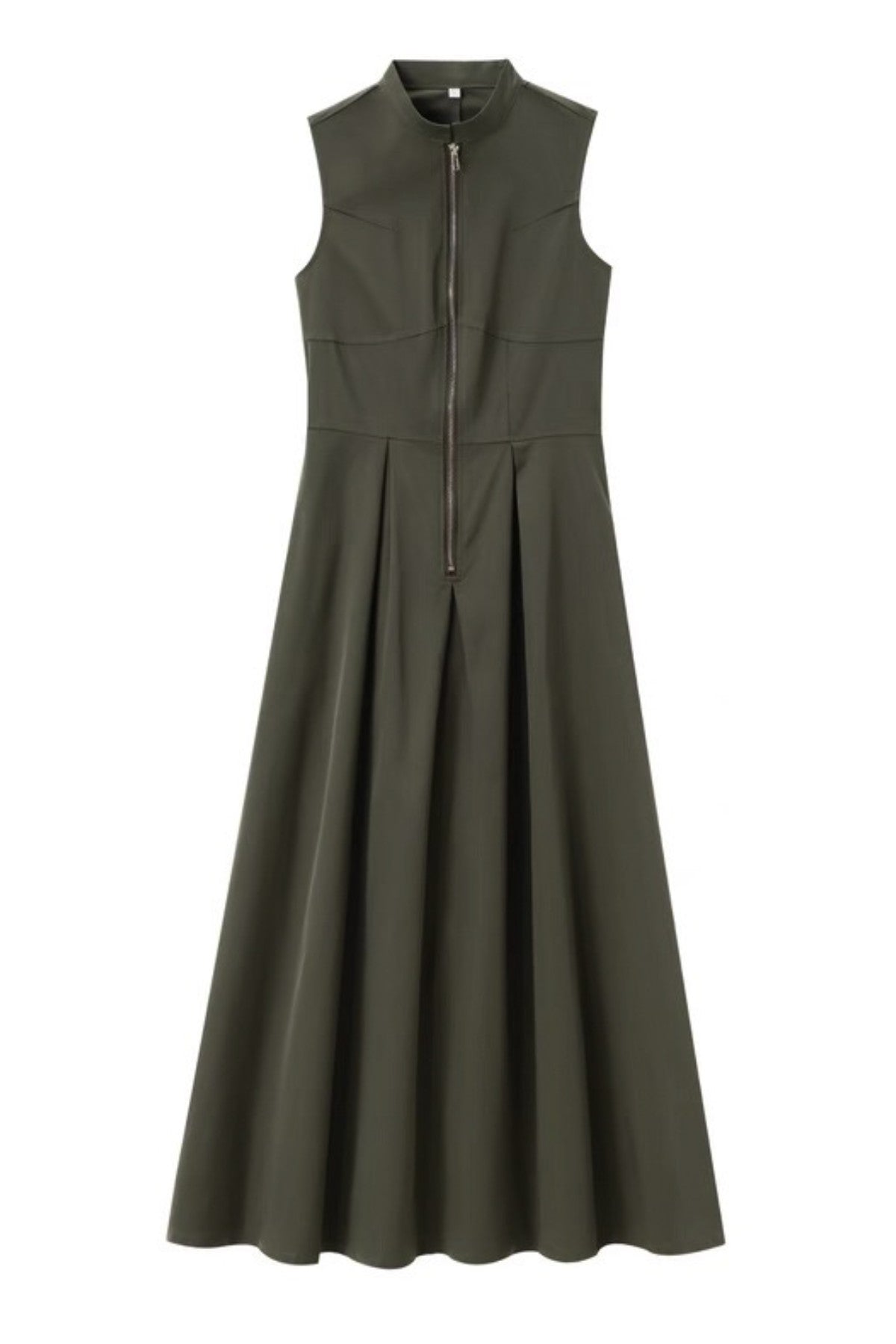 CARA Utility Zip Maxi Dress (Deep Olive Green)
