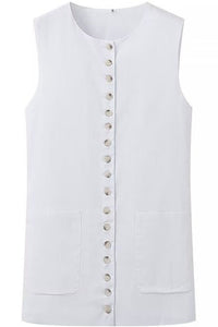 RAYA Linen Buttoned Vest Top (White)